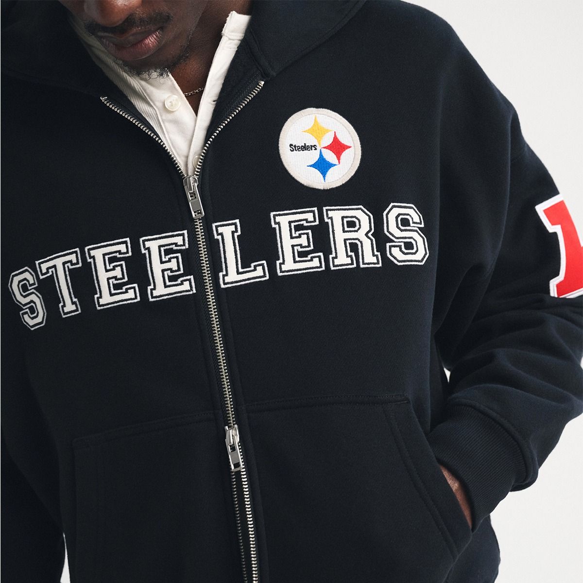 Pittsburgh Steelers Men's Abercrombie & Fitch Fleece Full Zip Hoodie 4 Pittsburgh Steelers Men's Abercrombie & Fitch Fleece Full Zip Hoodie