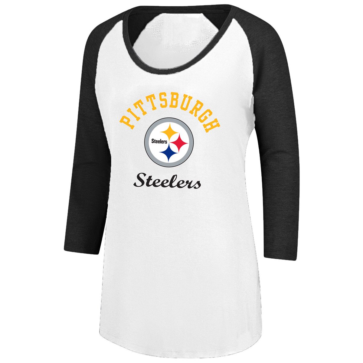 Pittsburgh Steelers Women's Plus Colorblock Raglan Long Sleeve T-Shirt 3 Pittsburgh Steelers Women's Plus Colorblock Raglan Long Sleeve T-Shirt
