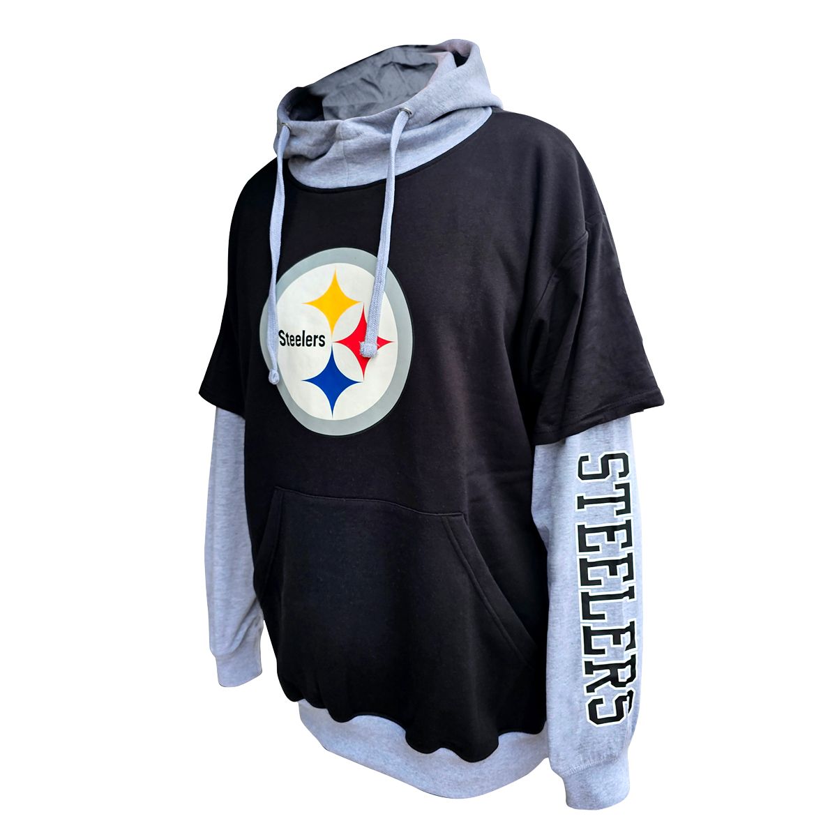 Pittsburgh Steelers Men's Big & Tall 2fer Hoodie Long Sleeve T-Shirt 1 Pittsburgh Steelers Men's Big & Tall 2fer Hoodie Long Sleeve T-Shirt