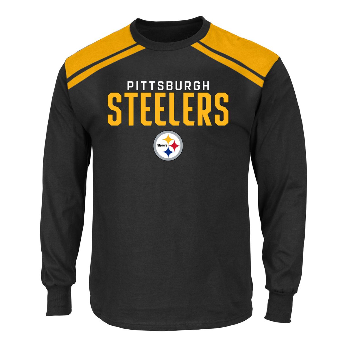 Pittsburgh Steelers Men's Big & Tall Inset Shoulder Long Sleeve T-Shirt 2 Pittsburgh Steelers Men's Big & Tall Inset Shoulder Long Sleeve T-Shirt