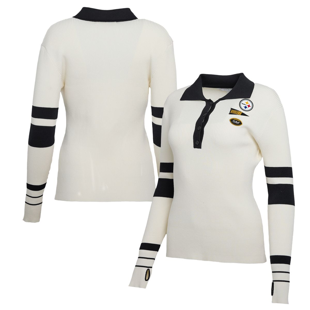 Pittsburgh Steelers Women's Erin Andrews Henley Polo Sweater