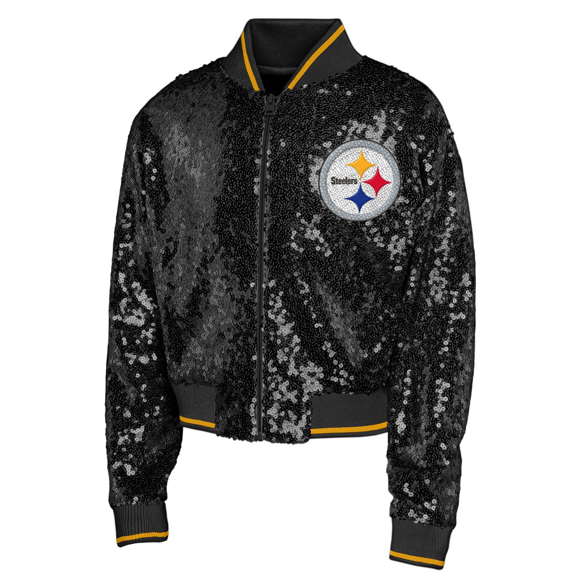 Pittsburgh Steelers Girls Glam Squad Sequin Jacket 2 Pittsburgh Steelers Girls Glam Squad Sequin Jacket