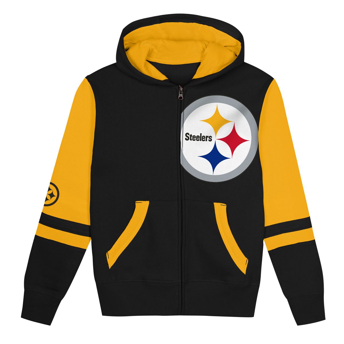 Pittsburgh Steelers Little Boy's Stadium Colorblock Full Zip Hoodie 6 Pittsburgh Steelers Little Boy's Stadium Colorblock Full Zip Hoodie