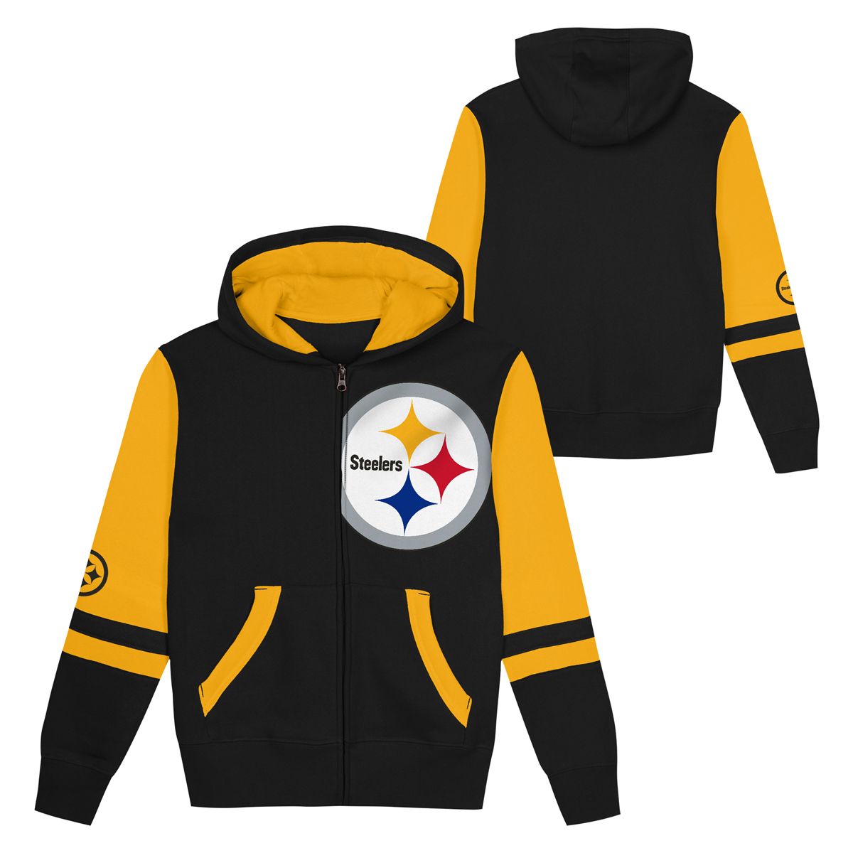 Pittsburgh Steelers Little Boy's Stadium Colorblock Full Zip Hoodie 3 Pittsburgh Steelers Little Boy's Stadium Colorblock Full Zip Hoodie