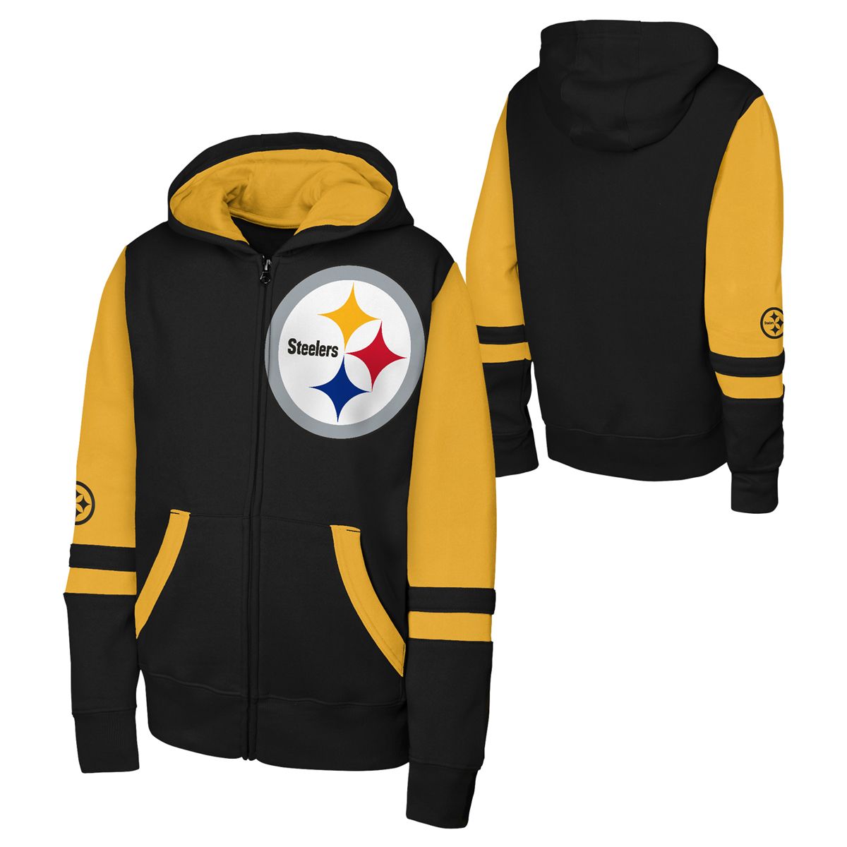 Pittsburgh Steelers Youth Stadium Colorblock Full Zip Hoodie 3 Pittsburgh Steelers Youth Stadium Colorblock Full Zip Hoodie