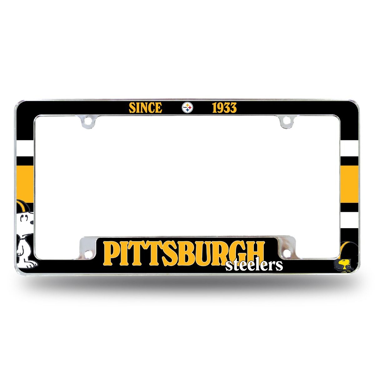 Pittsburgh Steelers Peanuts Collection Chrome All Over License Plate Frame