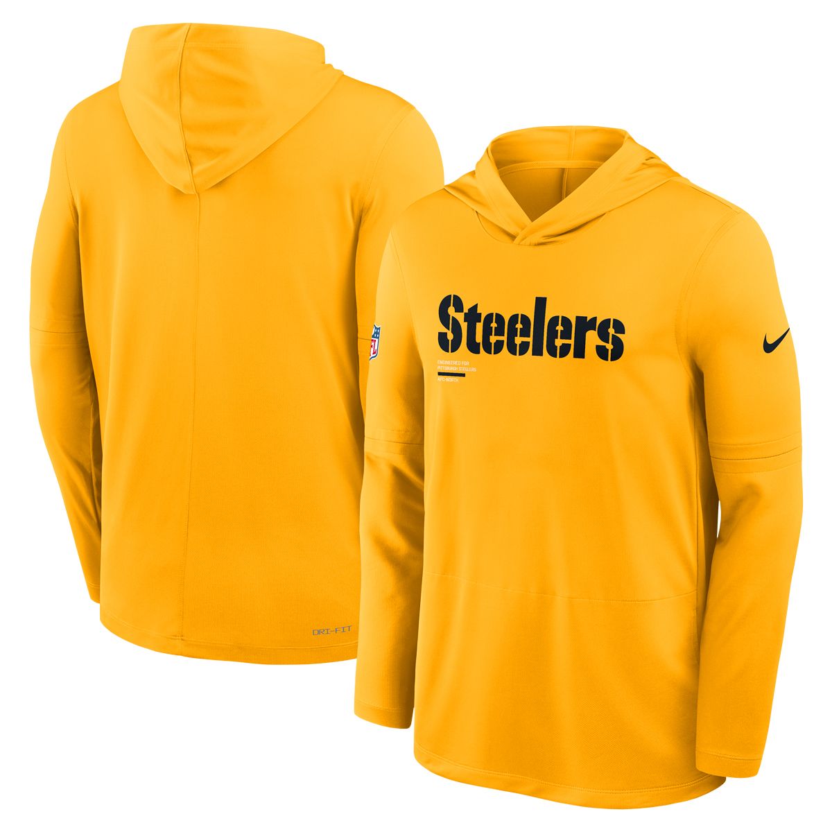 Pittsburgh Steelers Men's Nike Dri-FIT Gold Player Hoodie Long Sleeve T-Shirt 4 Pittsburgh Steelers Men's Nike Dri-FIT Gold Player Hoodie Long Sleeve T-Shirt