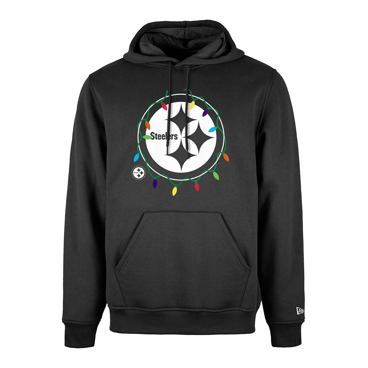 Pittsburgh Steelers Men's New Era Christmas Lights Pullover Fleece Hoodie 5 Pittsburgh Steelers Men's New Era Christmas Lights Pullover Fleece Hoodie
