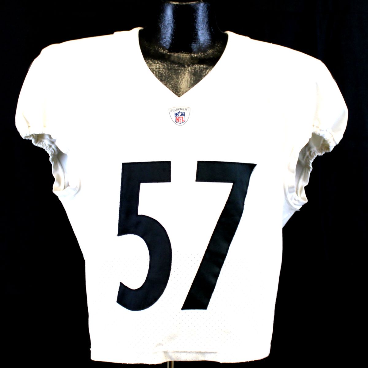 Pittsburgh Steelers #57 Kam Canaday Practice Used White Defense Jersey 3 Pittsburgh Steelers #57 Kam Canaday Practice Used White Defense Jersey
