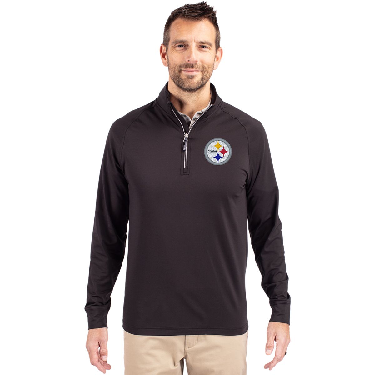 Pittsburgh Steelers Men's Cutter & Buck Black Adapt 1/4 Zip