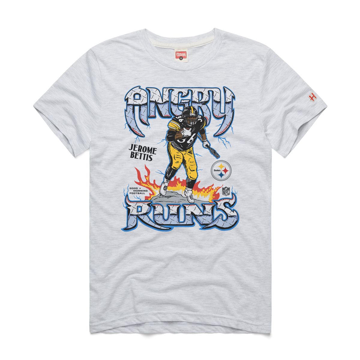 Pittsburgh Steelers Men's Homage Jerome Bettis Retro Angry Runs Short Sleeve T-Shirt 4 Pittsburgh Steelers Men's Homage Jerome Bettis Retro Angry Runs Short Sleeve T-Shirt