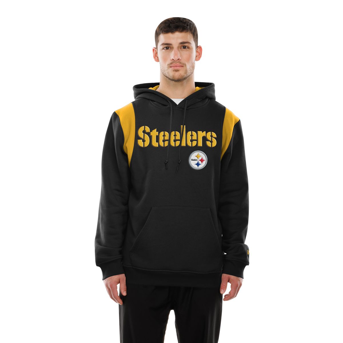 Pittsburgh Steelers Men's New Era Leisure Wordmark Pullover Fleece Hoodie 7 Pittsburgh Steelers Men's New Era Leisure Wordmark Pullover Fleece Hoodie