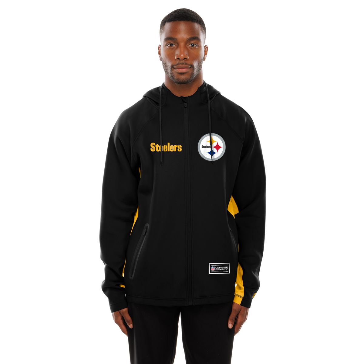 Pittsburgh Steelers Men's New Era Combine Colorblock Full Zip Fleece Hoodie