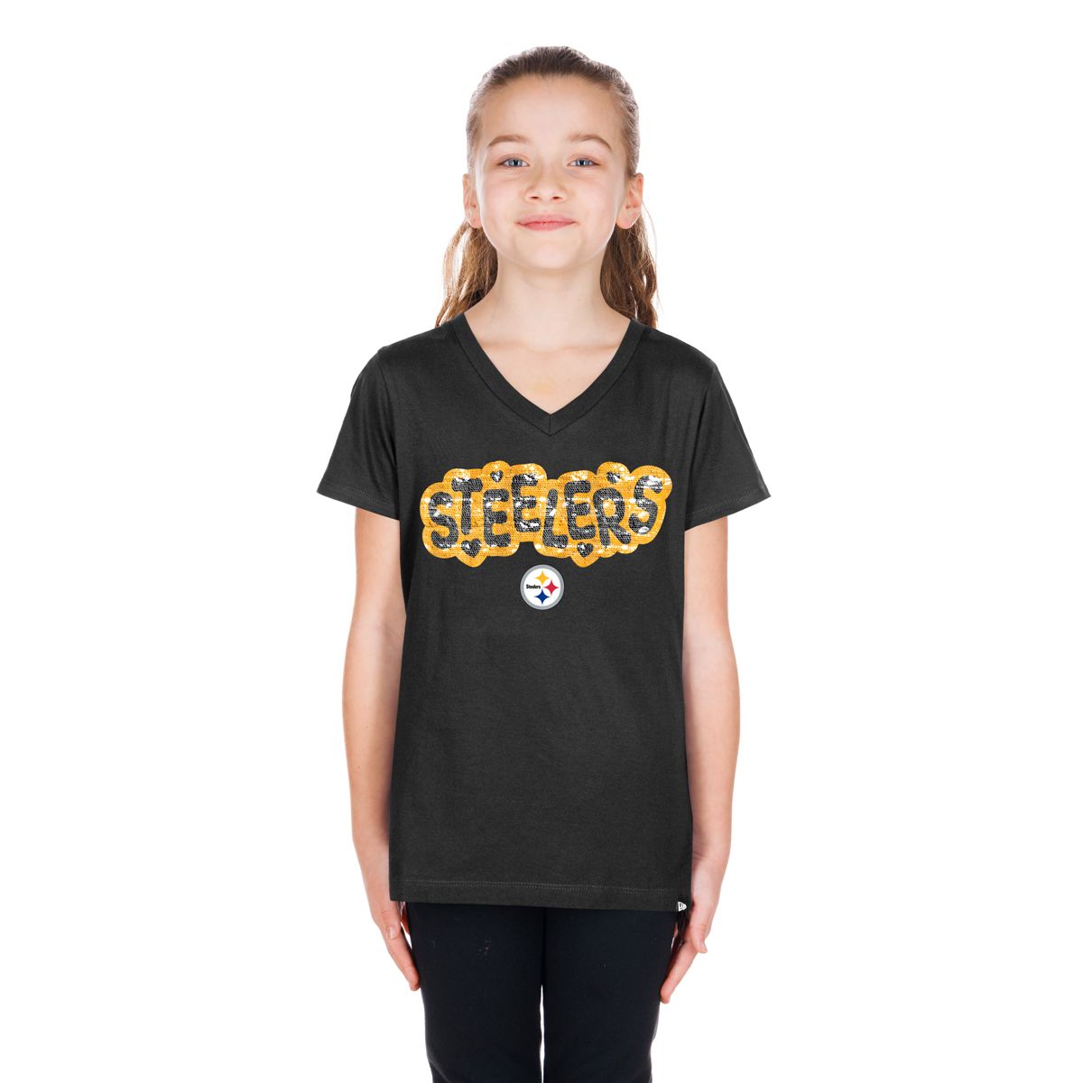 Pittsburgh Steelers Girl's Flip Sequin Short Sleeve T-Shirt