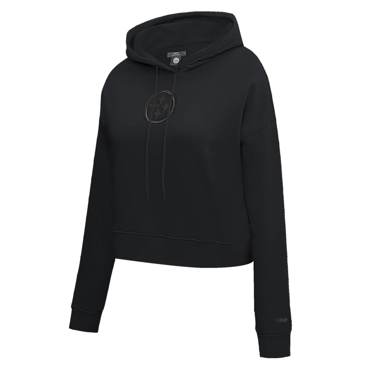 Pittsburgh Steelers Women's Pro Standard Essential Black Cropped Pullover Fleece Hoodie 4 Pittsburgh Steelers Women's Pro Standard Essential Black Cropped Pullover Fleece Hoodie