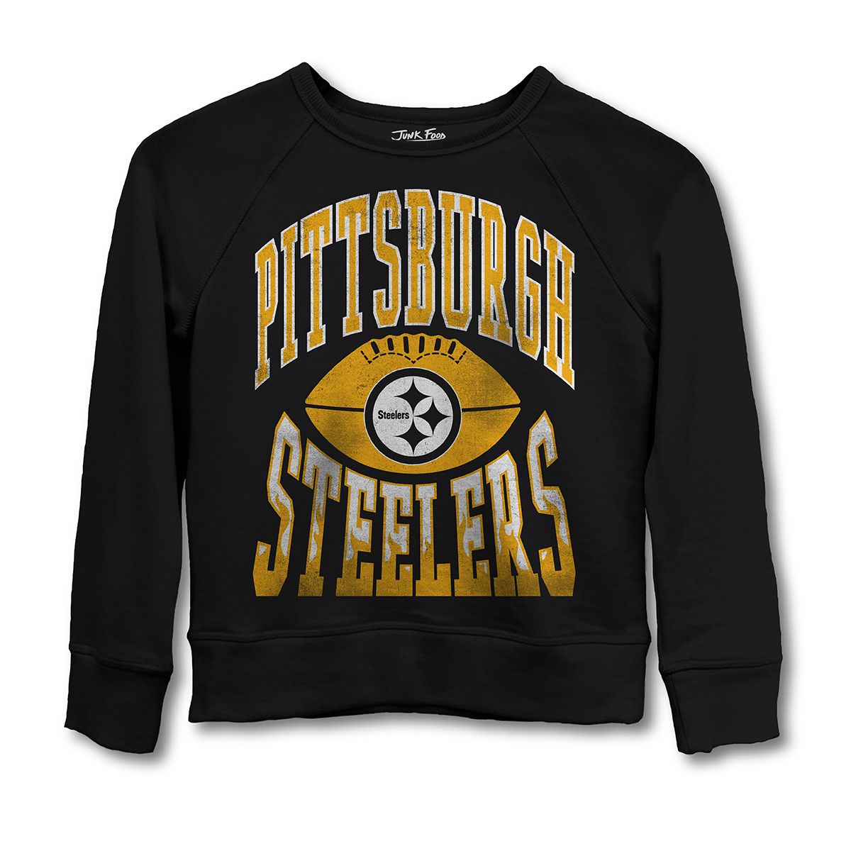 Pittsburgh Steelers Youth Raglan Crew Flames Sweatshirt 4 Pittsburgh Steelers Youth Raglan Crew Flames Sweatshirt