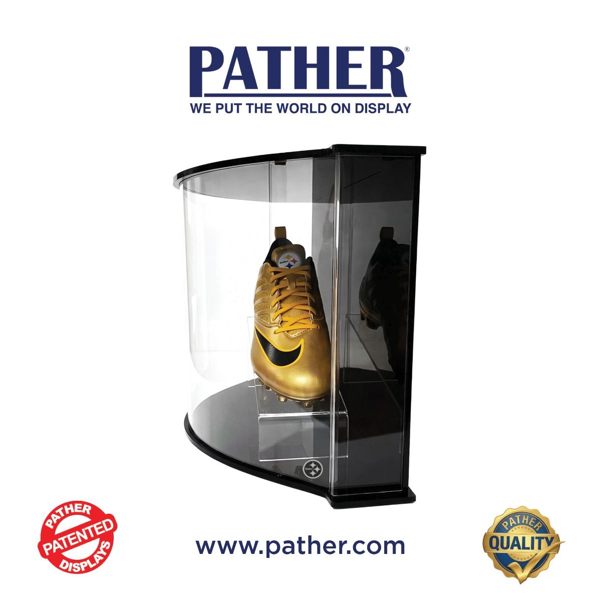 Pather Small Luxury Curved Display Case with Steelers Logo 4 Pather Small Luxury Curved Display Case with Steelers Logo