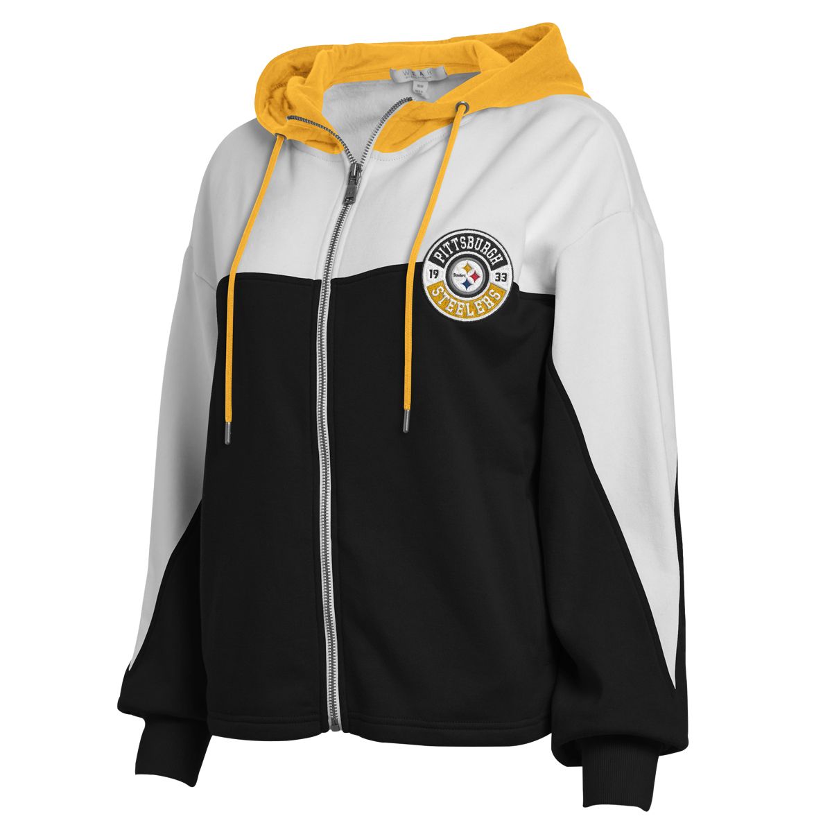 Pittsburgh Steelers Women's Erin Andrews Full Zip Colorblock Fleece Hoodie 6 Pittsburgh Steelers Women's Erin Andrews Full Zip Colorblock Fleece Hoodie