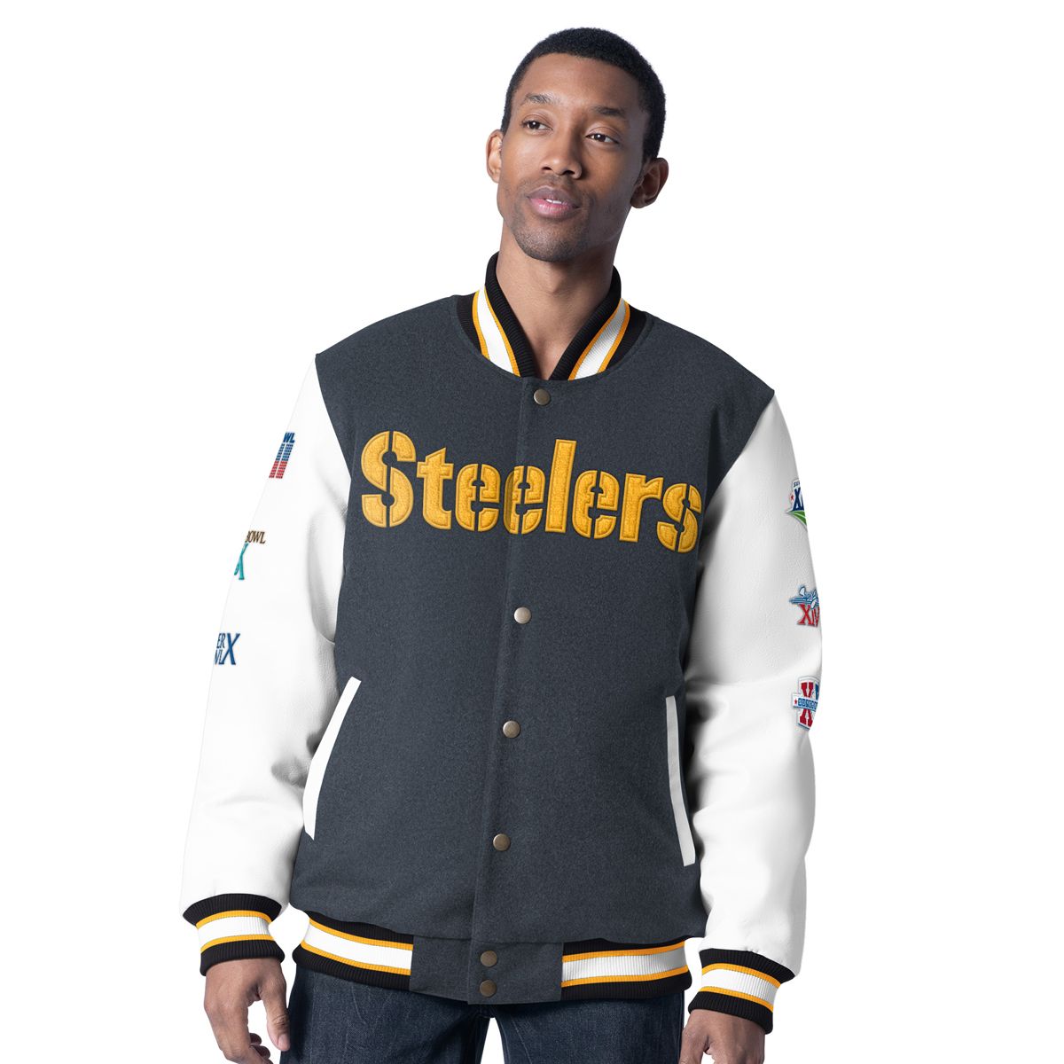 Pittsburgh Steelers Men's GIII Pump Fake 6X Champ Varsity Jacket