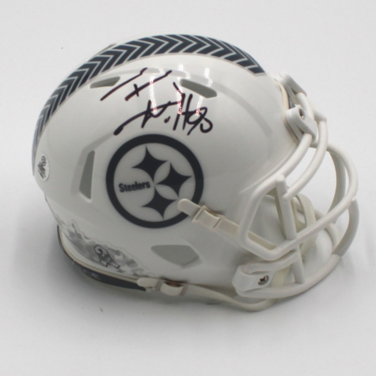 Pittsburgh Steelers #90 T. J. Watt Autographed Riddell Speed Salute to Service Mini Helmet 4 Pittsburgh Steelers #90 T. J. Watt Autographed Riddell Speed Salute to Service Mini Helmet