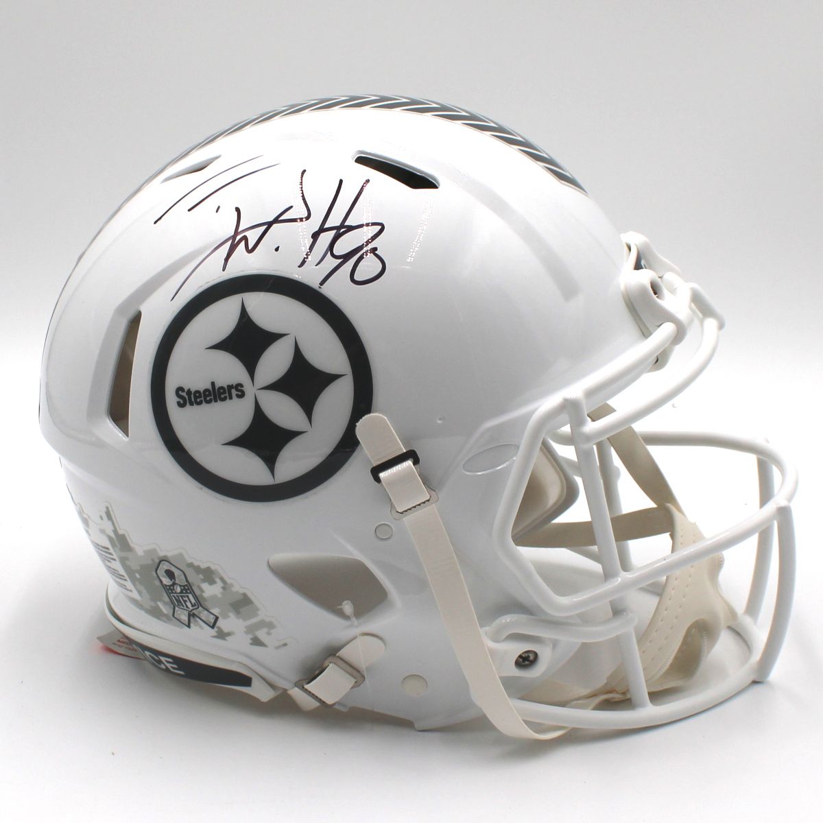 Pittsburgh Steelers #90 T.J. Watt Autographed Riddell Authentic Speed Salute to Service Full-Size Helmet 2 Pittsburgh Steelers #90 T.J. Watt Autographed Riddell Authentic Speed Salute to Service Full-Size Helmet