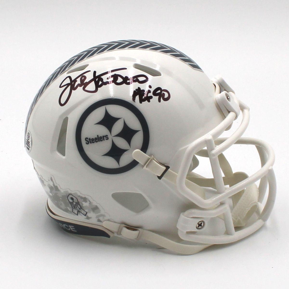Pittsburgh Steelers #58 Jack Lambert Autographed Riddell Salute to Service Speed Mini Helmet