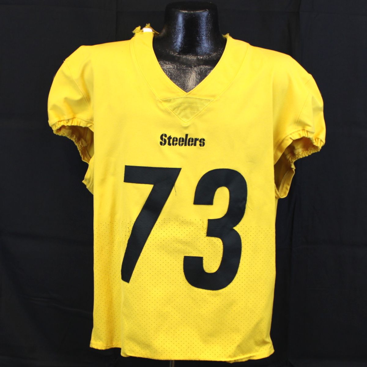 Pittsburgh Steelers #73 Carlos Davis Practice Used Gold Defense Jersey 1 Pittsburgh Steelers #73 Carlos Davis Practice Used Gold Defense Jersey