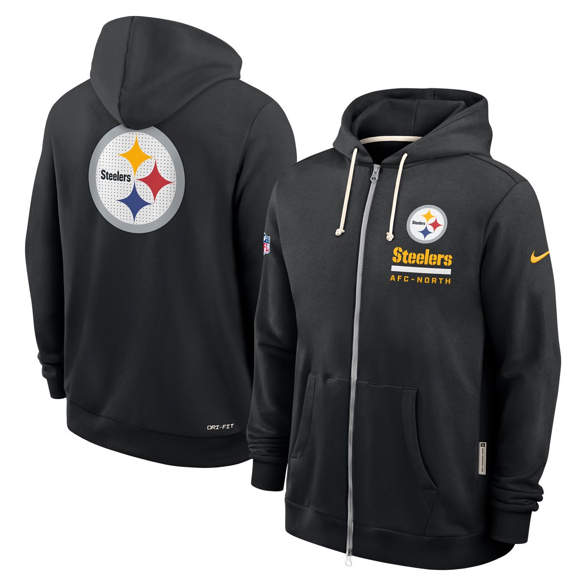 Pittsburgh Steelers Men's Nike Standard Issue Sideline Full Zip Fleece Hoodie