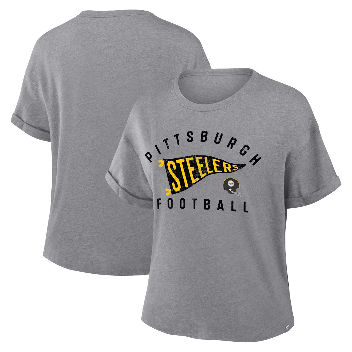 Pittsburgh Steelers Women's Pennant Wave Tribute Short Sleeve T-Shirt 3 Pittsburgh Steelers Women's Pennant Wave Tribute Short Sleeve T-Shirt
