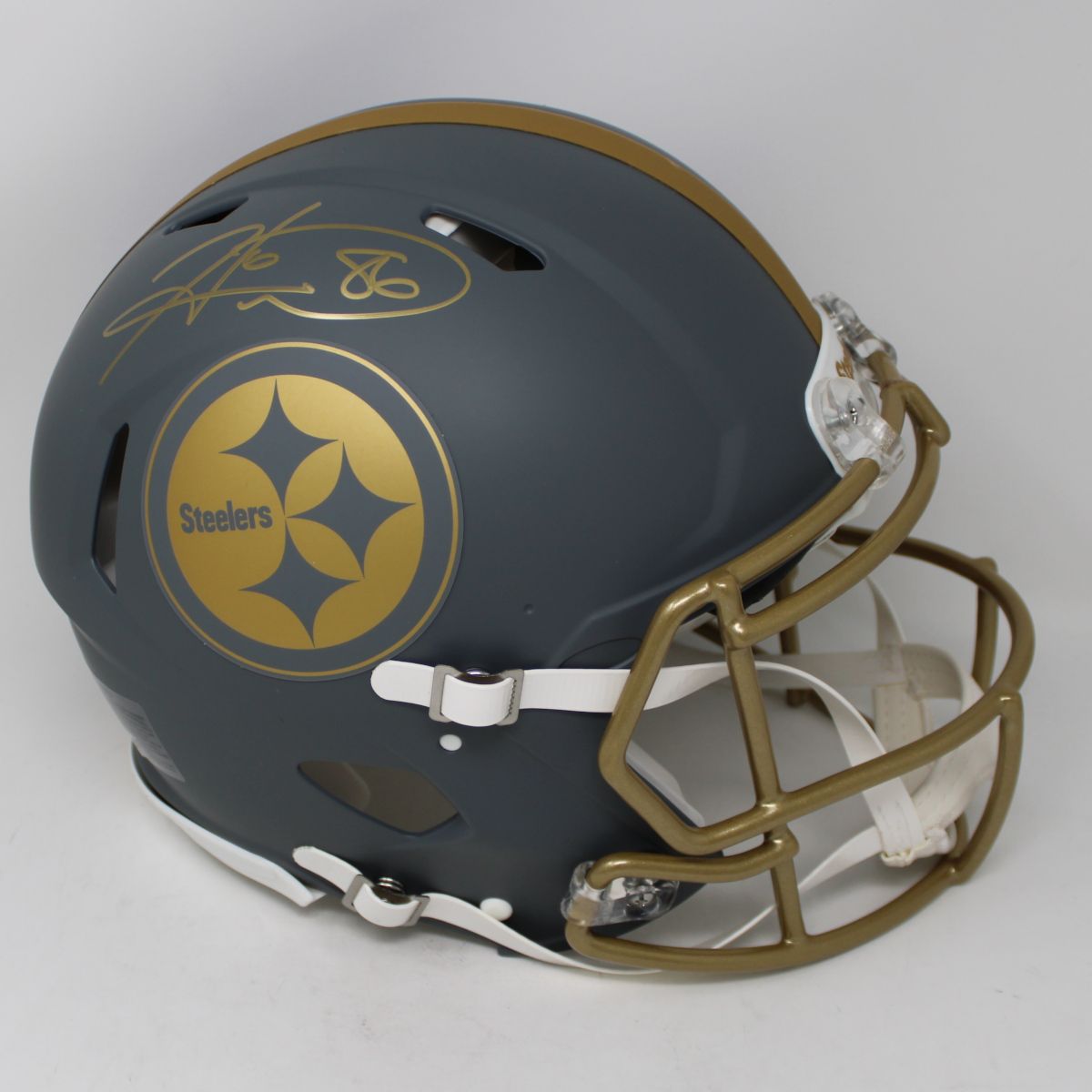 Pittsburgh Steelers #86 Hines Ward Autographed Riddell Authentic Speed Slate Full-Size Helmet
