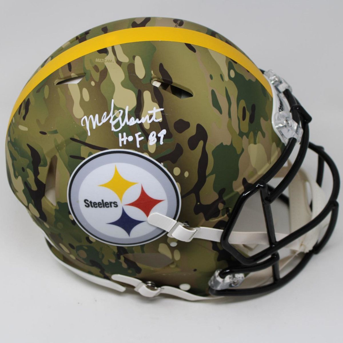 Pittsburgh Steelers #47 Mel Blount Autographed Riddell Authentic Speed Salute to Service Full-Size Helmet