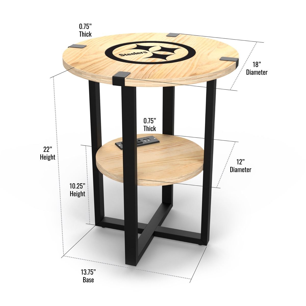 Pittsburgh Steelers Side table with Charger 5 Pittsburgh Steelers Side table with Charger