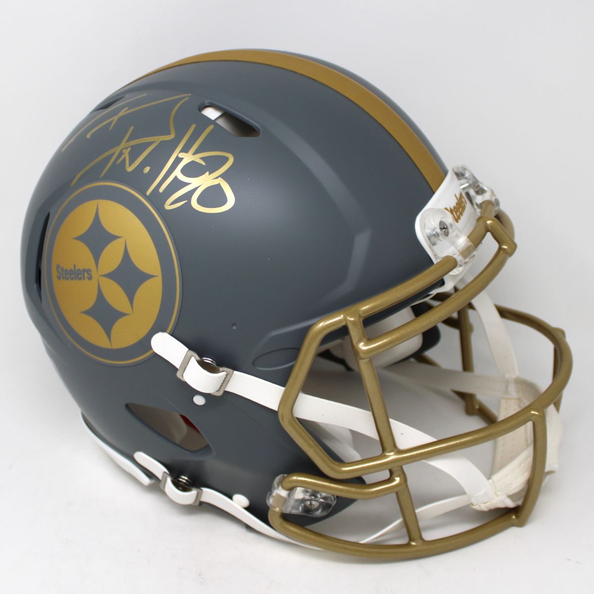 Pittsburgh Steelers #90 T.J. Watt Autographed Riddell Authentic Speed Slate Full-Size Helmet