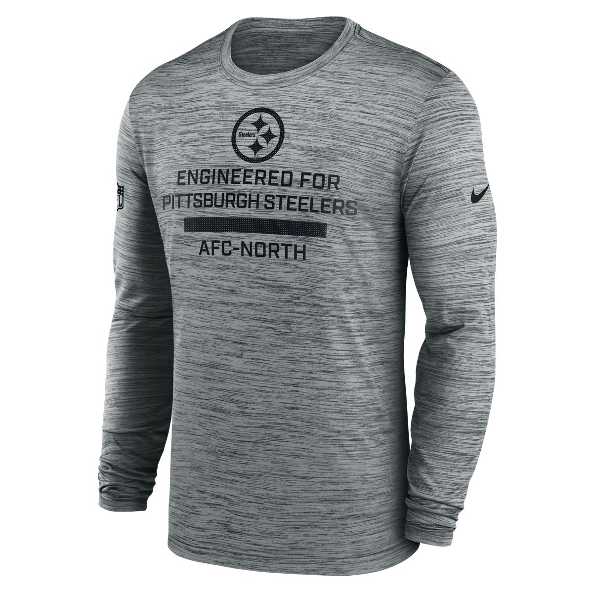 Pittsburgh Steelers Men's Nike Sideline Velocity Grey Long Sleeve T-Shirt 1 Pittsburgh Steelers Men's Nike Sideline Velocity Grey Long Sleeve T-Shirt