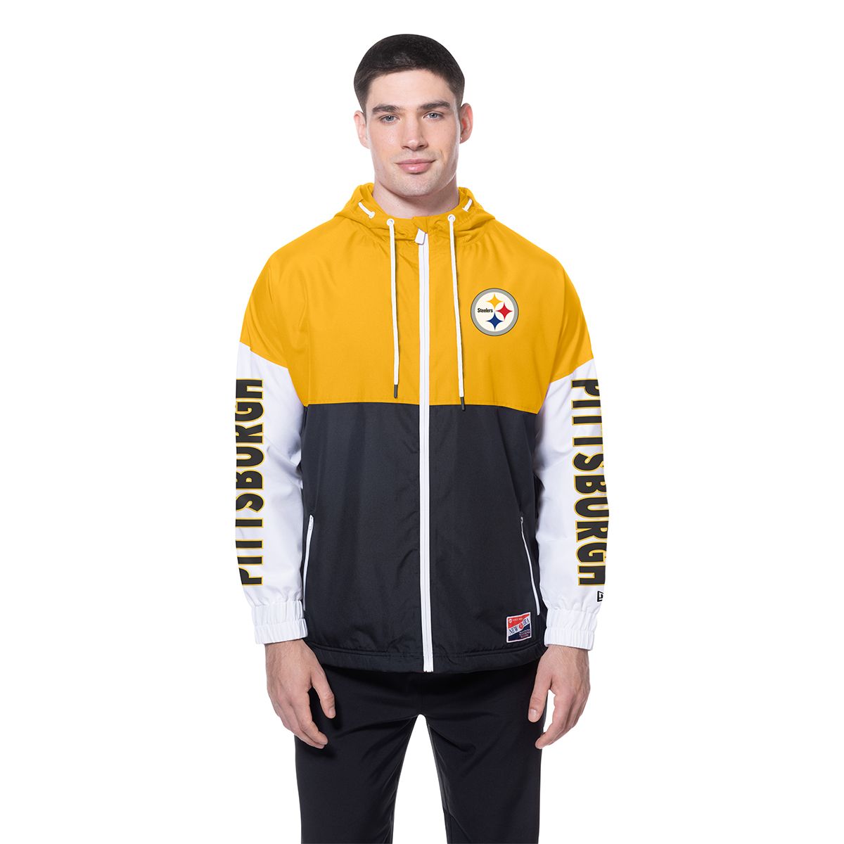 Pittsburgh Steelers Men's New Era Color Blocked Full Zip Windbreaker 5 Pittsburgh Steelers Men's New Era Color Blocked Full Zip Windbreaker