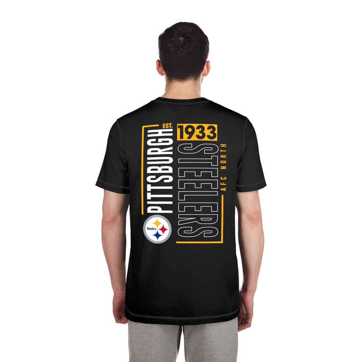 Pittsburgh Steelers Men's New Era Back Graphic Short Sleeve T-Shirt 4 Pittsburgh Steelers Men's New Era Back Graphic Short Sleeve T-Shirt