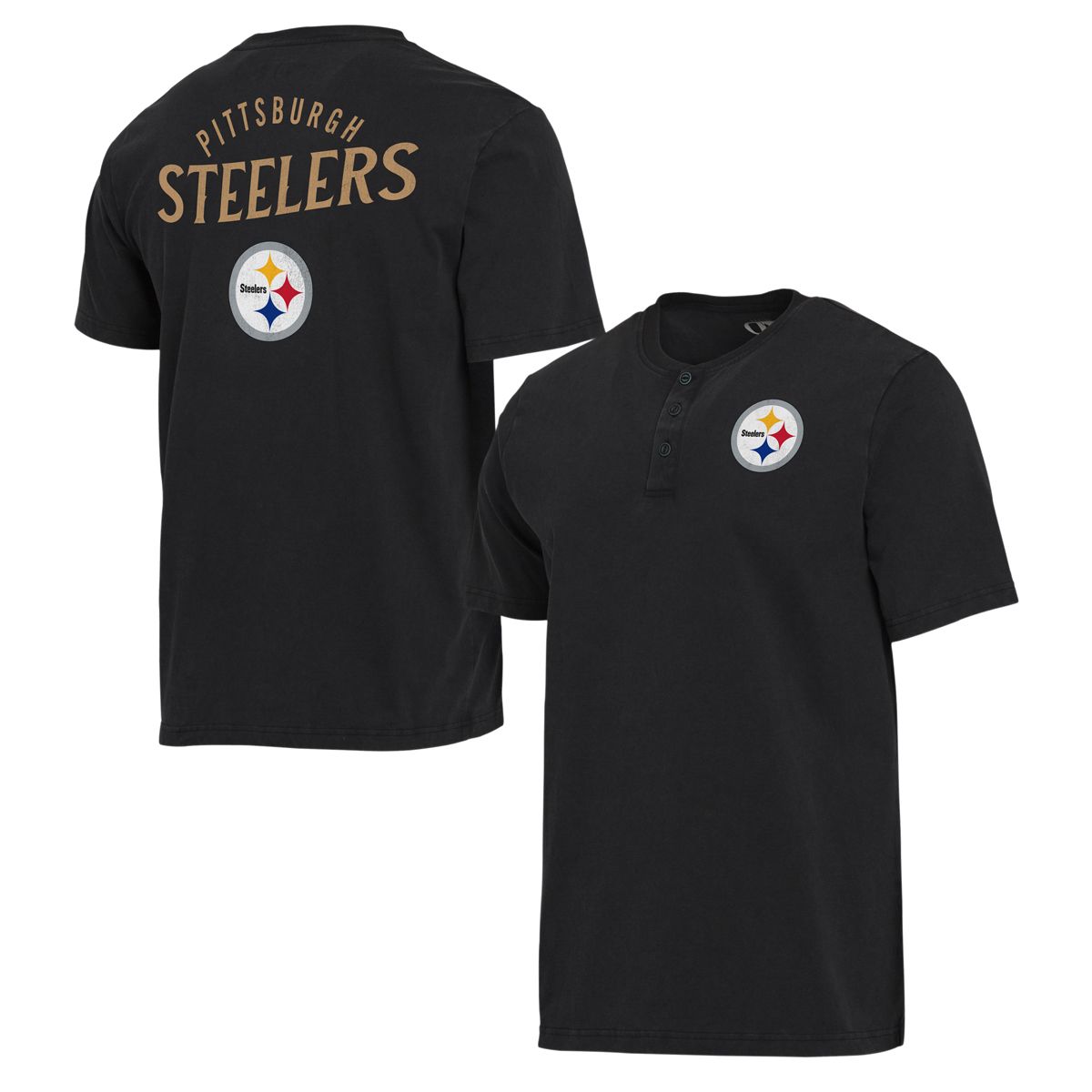 Pittsburgh Steelers Men's Darius Rucker Washed Henley Short Sleeve T-Shirt 3 Pittsburgh Steelers Men's Darius Rucker Washed Henley Short Sleeve T-Shirt