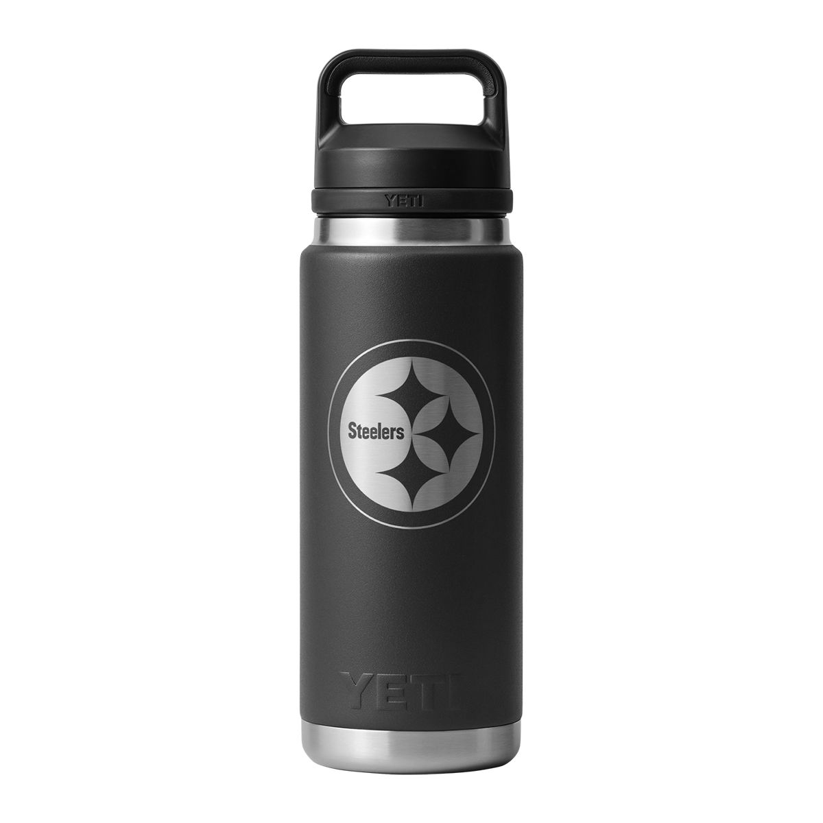 Pittsburgh Steelers Yeti 26oz Etched Logo Black Chug Bottle