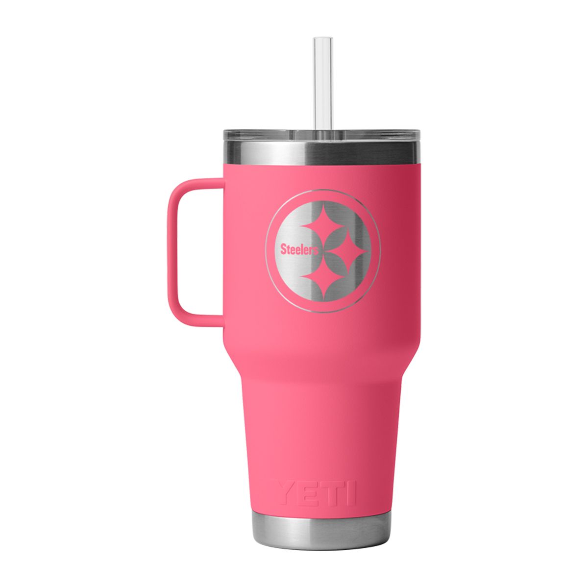 Pittsburgh Steelers Yeti 35oz Etched Logo Pink Straw Mug