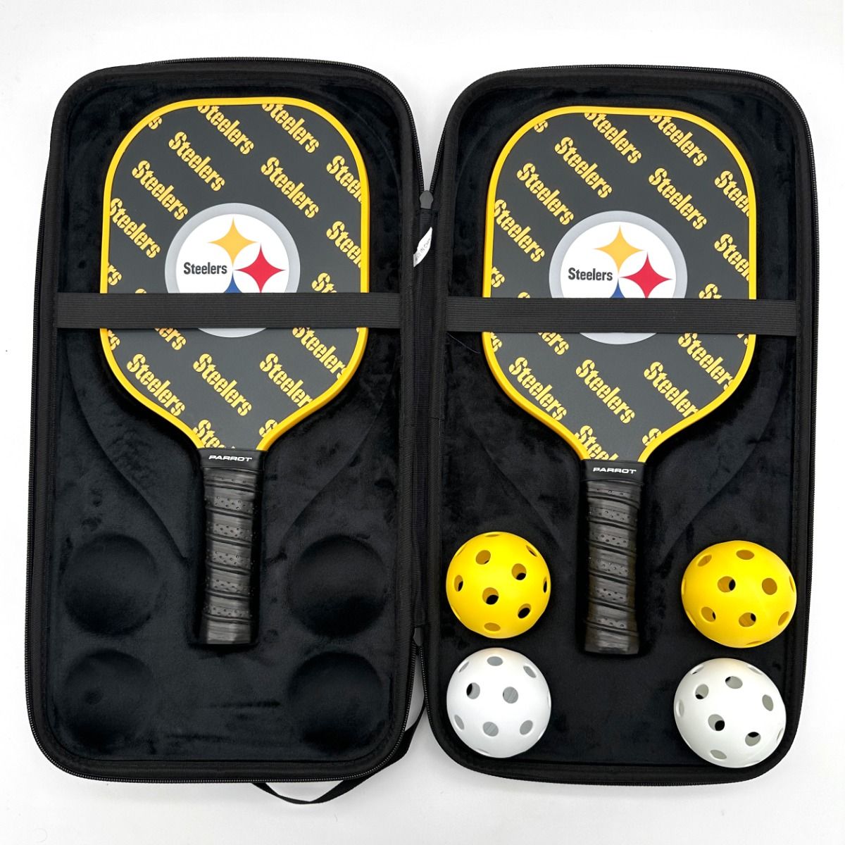 Pittsburgh Steelers Pickleball Set Thermoformed Case with Paddles and Balls 11 Pittsburgh Steelers Pickleball Set Thermoformed Case with Paddles and Balls