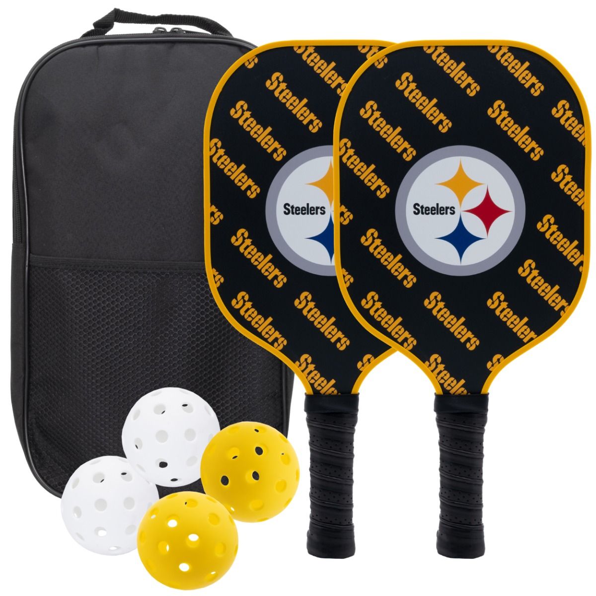 Pittsburgh Steelers Pickle Ball Set Case With Paddles and Balls 1 Pittsburgh Steelers Pickle Ball Set Case With Paddles and Balls
