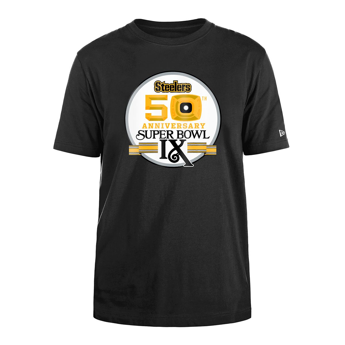 Pittsburgh Steelers Men's New Era Super Bowl IX 50th Anniversary Short Sleeve T-Shirt 14 Pittsburgh Steelers Men's New Era Super Bowl IX 50th Anniversary Short Sleeve T-Shirt