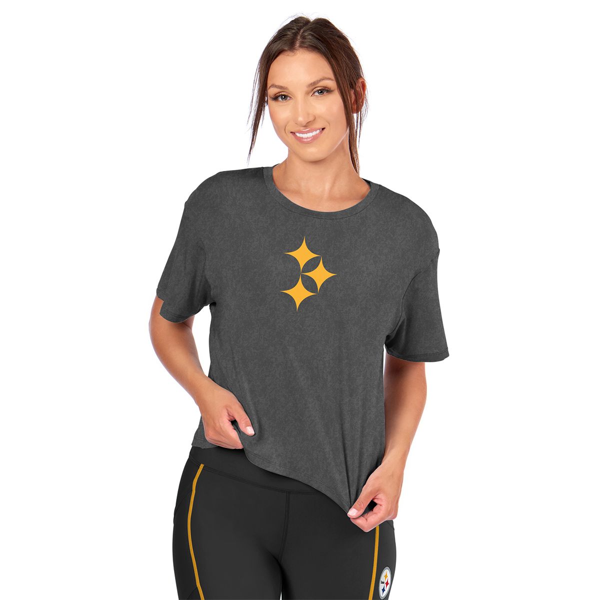 Pittsburgh Steelers Women's Certo Hypocycloid Antique Wash Format Tee 1 Pittsburgh Steelers Women's Certo Hypocycloid Antique Wash Format Tee