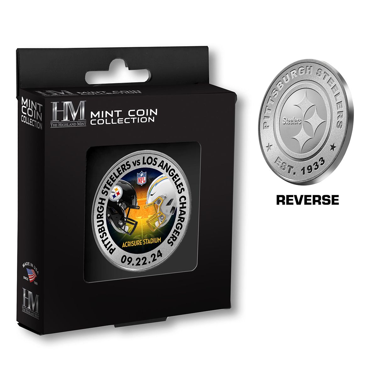 Pittsburgh Steelers vs. Los Angeles Chargers 9/22/24 Coin of the Game 1 Pittsburgh Steelers vs. Los Angeles Chargers 9/22/24 Coin of the Game