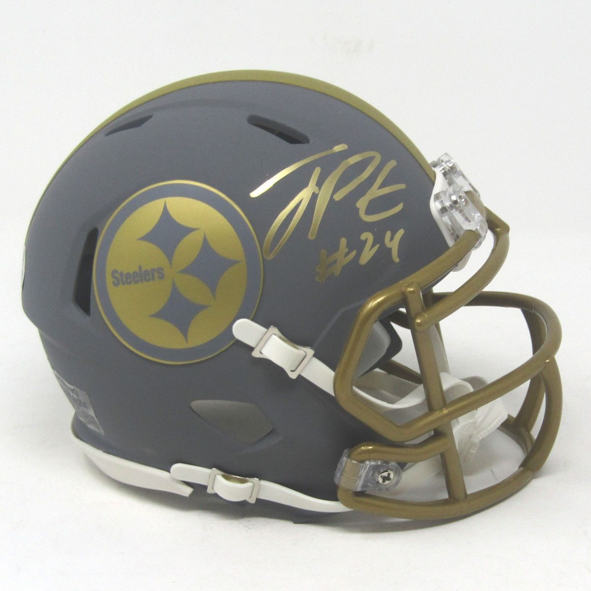 Pittsburgh Steelers #24 Joey Porter Jr. Autographed Riddell Speed Slate Mini Helmet