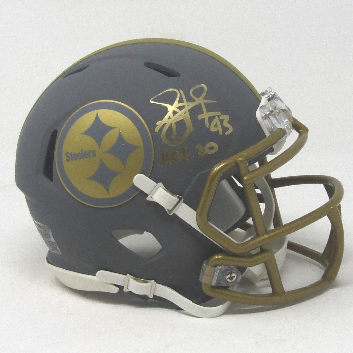 Pittsburgh Steelers #43 Troy Polamalu Autographed Riddell Slate Mini Helmet 3 Pittsburgh Steelers #43 Troy Polamalu Autographed Riddell Slate Mini Helmet