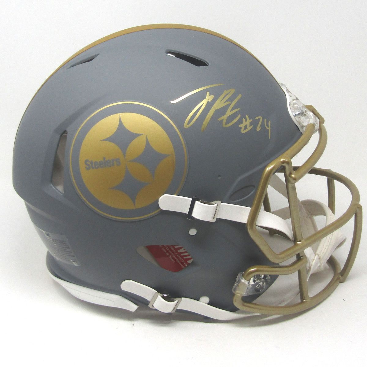 Pittsburgh Steelers #24 Joey Porter Jr. Autographed Riddell Authentic Speed Full-Size Slate Helmet