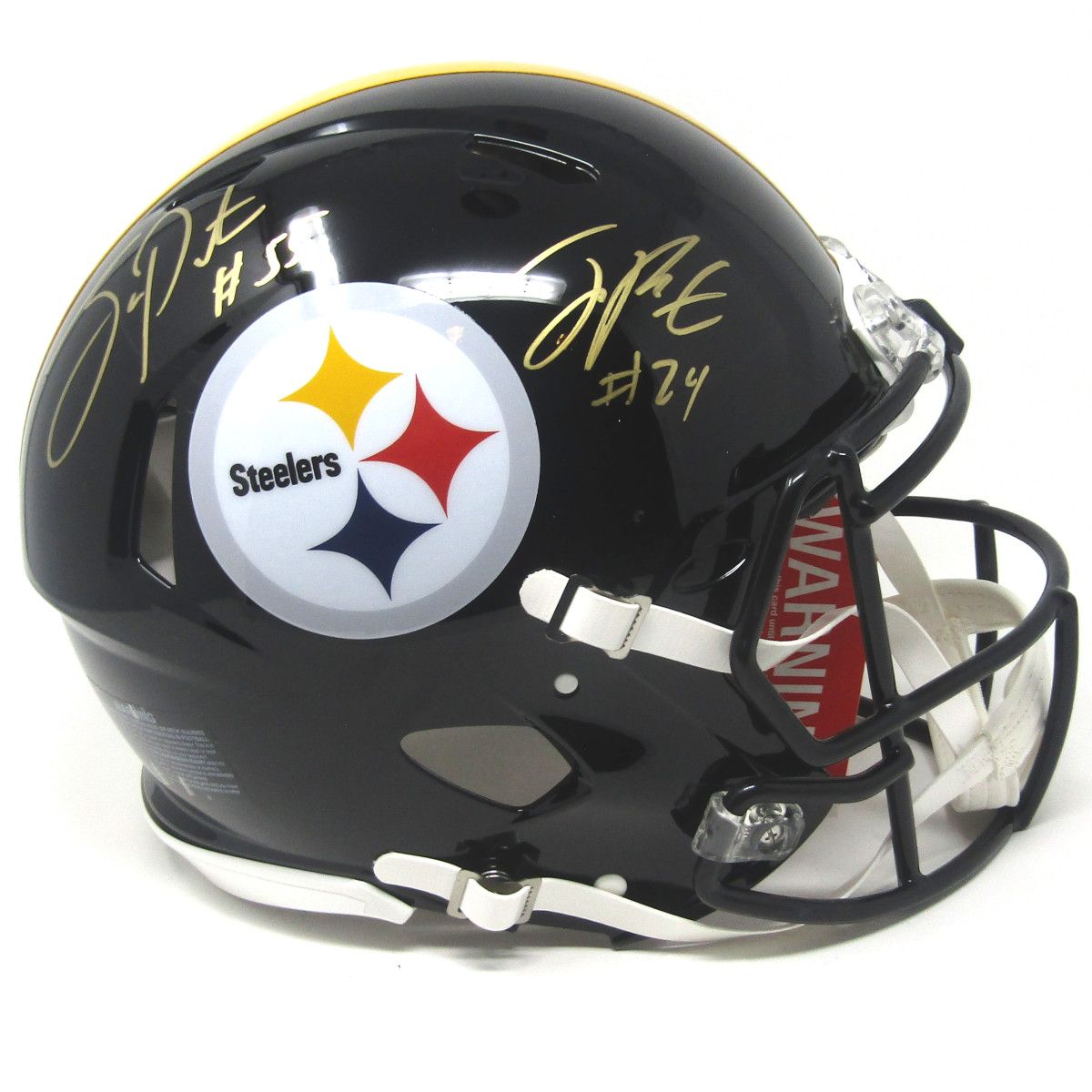 Pittsburgh Steelers #24 Joey Porter Jr. & #55 Joey Porter Dual Autographed Riddell Authentic Speed Full-Size Helmet