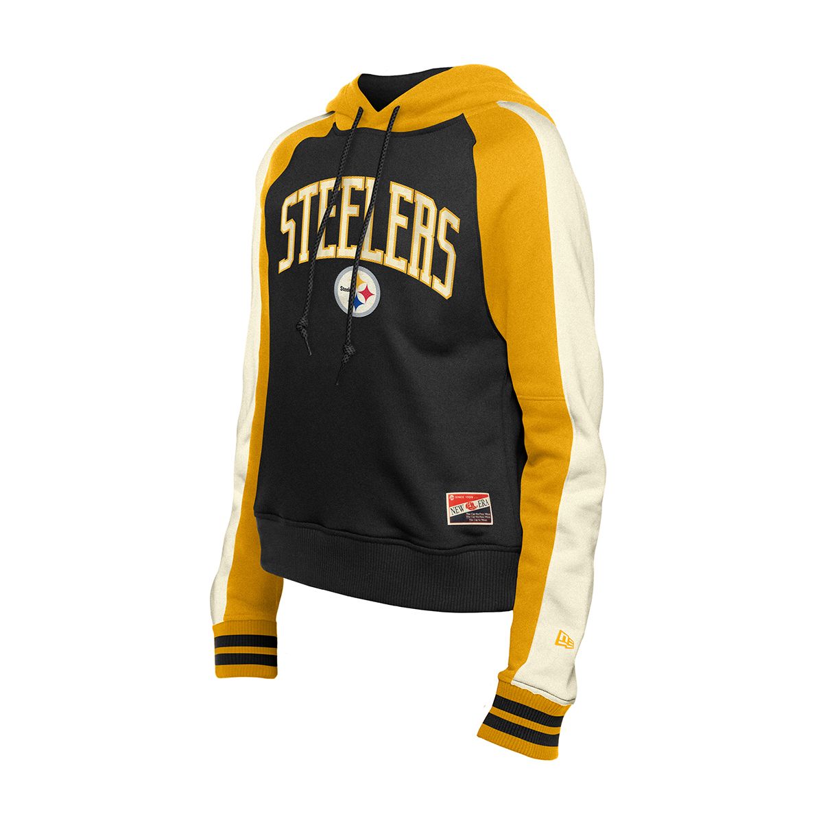 Pittsburgh Steelers Women's New Era Cropped Hoodie With Sleeve Stripes 3 Pittsburgh Steelers Women's New Era Cropped Hoodie With Sleeve Stripes
