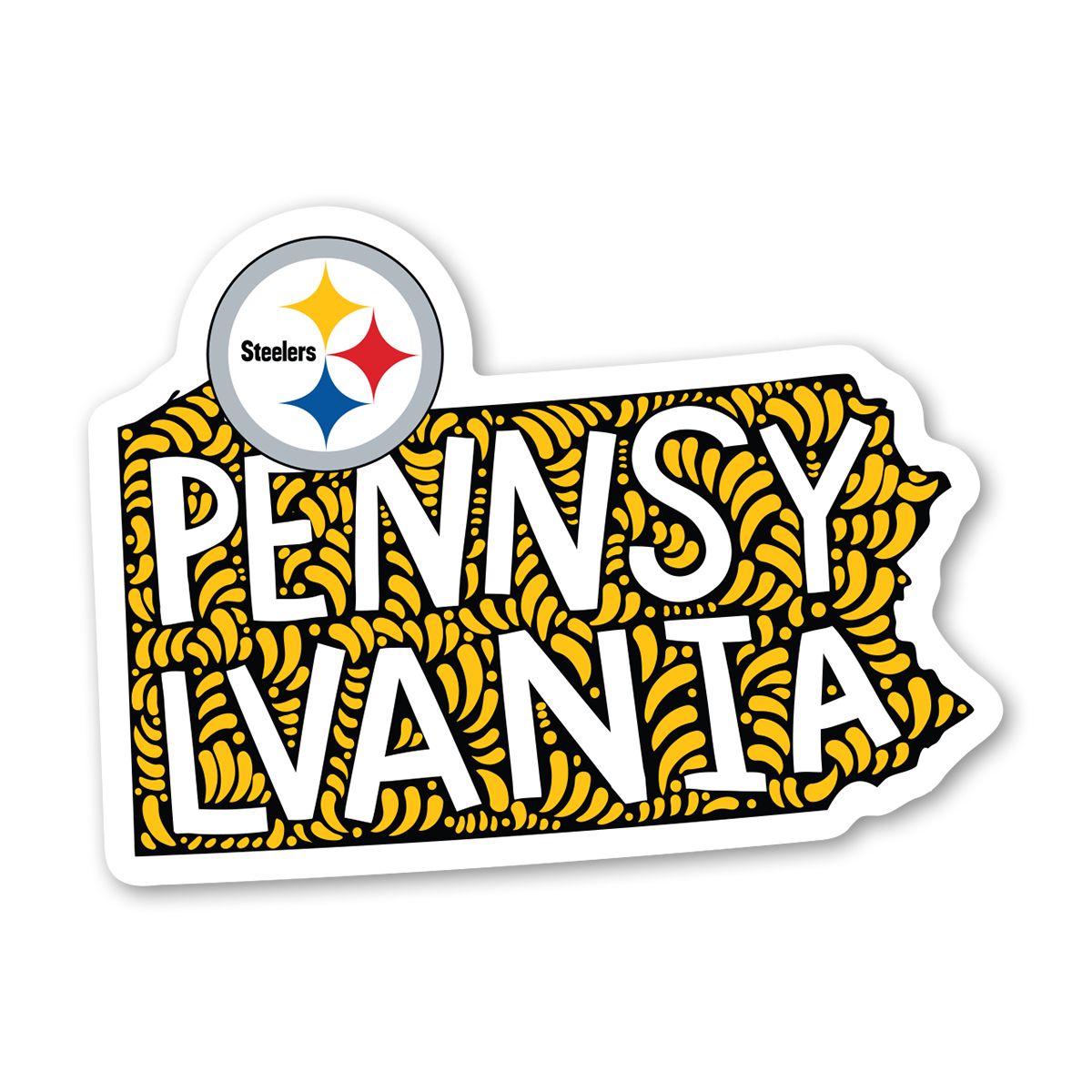 Pittsburgh Steelers 3" State Sticker 1 Pittsburgh Steelers 3" State Sticker